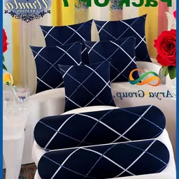 urmila creation 5 Cushion 2 Bolster Microfibre Stripes Bolster Pack of 7 image 1