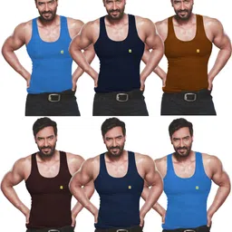 Pack of 6 Amul Comfy Combed Cotton Round Neck Color Vest - Colour may Vary Men Vest-picture-15