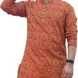 26 i Men Self Design Jacquard Straight Kurta-picture-31