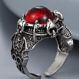 VIEN Silver-Plated Stone-Studded Adjustable Finger Ring image 4