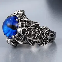VIEN Silver-Plated Stone-Studded Devil's Eye Adjustable Finger Ring image 3