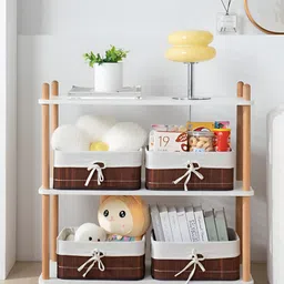 HomeStorie Brown 4 Pcs Eco-Friendly Foldable Natural Bamboo Storage Basket Bins Organizer image 2