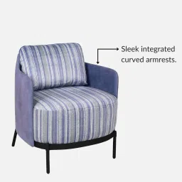 trevi furniture Olivia Fabric Lounge Chair In Pinstripe Blue & Twilight Blue Colour image 3