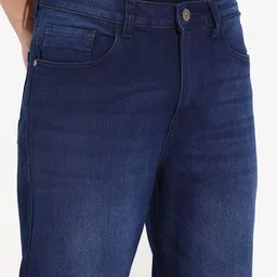 the indian garage co. Men Straight Fit Mid Rise Blue Jeans image 4