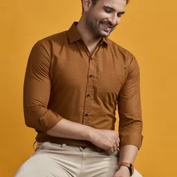 stoneberg Men Slim Fit Solid Spread Collar Formal Shirt image 1