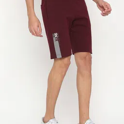 UnderJeans by Spykar Men Maroon & Grey Lounge Shorts image 3
