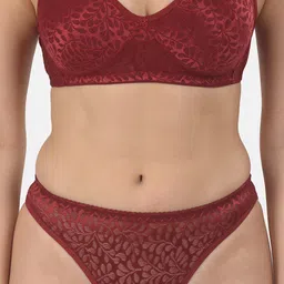 mod & shy Women Maroon Self-Design Lingerie Set MS352 image 2