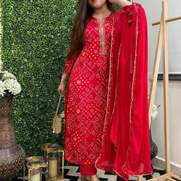 fabunna cotton Women Viscose Rayon Kurta Pant Dupatta Set image 3