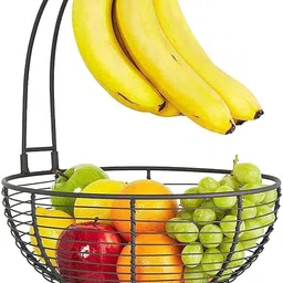 prime krafts Metal Wire Kitchen Storage Basket with Detachable Banana Holder Iron Fruit & Vegetable Basket-picture-26