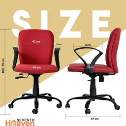 seventh heaven Titan Foam Back Office Chair Mid Back with Armrest: 3 year warranty Fabric Office Arm Chair image 3