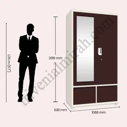 triveni almirah KADAMBARI Steel Dressing Almirah Full Mirror & Number Locker Carbon Steel Collapsible Wardrobe image 2