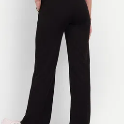 next one Women Loose Fit Black Lycra Blend Trousers image 3