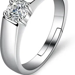 meenaz Rings for men boys boyfriend Adjustable Silver ring Ad Cz American diamond party Alloy, Steel, Metal, Brass, Copper, Stainless Steel, Stone Cubic Zirconia, Crystal, Diamond Rhodium, Platinum, Silver Plated Ring image 2