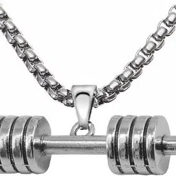 rootwave dumbbell pendant, sports necklace, weight training, muscle pendant Silver Stainless Steel Pendant-picture-14
