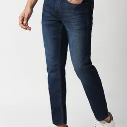 Basics Men Navy Blue Slim Fit Low-Rise Light Fade Stretchable Jeans image 5