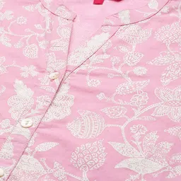 Varanga Women Pink Floral Printed Chikankari Kurta image 2