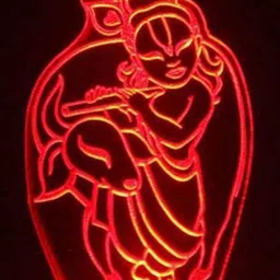 NMII White & Green Lord Krishna Printed 3D Illusion Night Lamp image 3