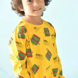 Anthrilo Boys Yellow Printed Cotton Night suit image 2