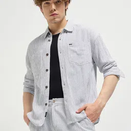 the bear house Men Regular Fit Striped Spread Collar Casual Shirt-picture-23