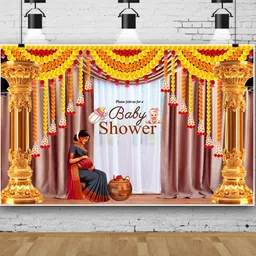 durgesh Baby Shower Hanging Backdrop Decoration ( Width 8 Fee X Height 5 Feet ) cloth-picture-38