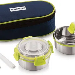 magnus Clip Lock, Leak Proof Containers & Bag, Stainless Steel 2 Containers Lunch Box-picture-21