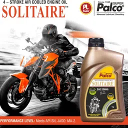 pl super palco 4T 20W40 SOLITAIRE Multigrade Engine Oil 1 Liter SAE API-SN JASO MA-2 BS-6 Synthetic Technology 4 Stroke Air Cooled Engine Oil for Bikes Enhanced Pick Up Full-Synthetic Engine Oil image 4