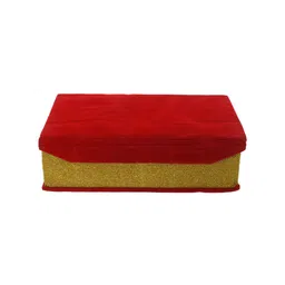 Kuber Industries Red & Gold-Coloured Velvet Coated Wooden 2 Rod Bangle Box image 4