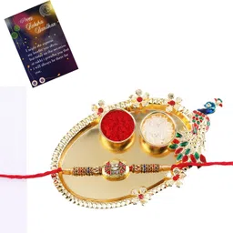 nm creation Designer JW-1064-3030 Mauli Thread Rakhi Set-picture-21