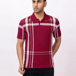 Men Printed Polo Neck Polyester Maroon T-Shirt-image-11