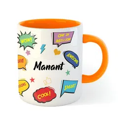 ARTBUG Orange & White Printed Ceramic Glossy Personalized Mug 350 ml image 4
