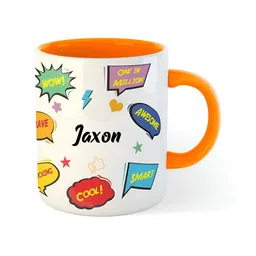 ARTBUG Orange & White Text or Slogans Printed Ceramic Glossy Personalised Mug 350 ml image 4