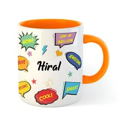 ARTBUG Orange & White Printed Ceramic Glossy Personalized Mug 350 ml image 5