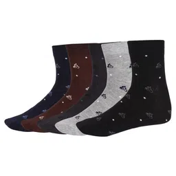 SIDEWOK Men Pack Of 5 Patterned Pure Combed Cotton Ankle-Length Socks image 3