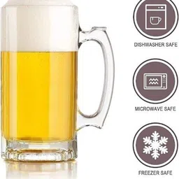 pkmsho transprent beer whiskey coffee mug Glass Beer Mug (500 ml) (Pack of 1) Glass Beer Mug image 2