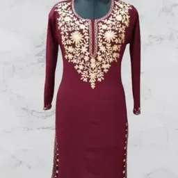 suhail ansari Women Embroidered Wool Straight Kurta image 3