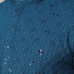 Sultan The King Of Kurta Men Ethnic Motifs Chikankari Cotton Long Sleeve Kurta & Churidar image 4