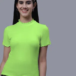 FBAR Pack Of 2 High Neck Bio Washed Pure Cotton Ribbed Tops image 3