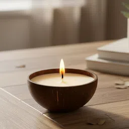 fresh bio Natural Coconut Shell Soy Wax Candle(Matt Bowl) | Round- Orange&Pepper, 6WX7H Candle-picture-20