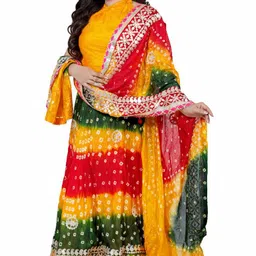 pahnava Bandhani Semi Stitched Lehenga Choli image 4