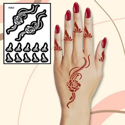 surmul Leafy Rose Hand Stencil Sticker For Quick & Stylish Mehndi image 2
