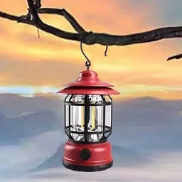 xydrozen Battery Operated Camping Light Vintage Tabletop Lanterns Red Metal, Plastic Hanging Lantern image 1