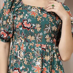 indibelle Women Fit and Flare Green Midi/Calf Length Dress image 4