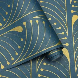 veki Floral & Botanical Blue, Gold Wallpaper-picture-17