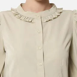 BAESD Band Collar High Low Ruffles Shirt Style Top image 5