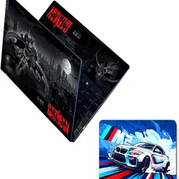 Flipkart SmartBuy Combo of Full Body Laptop Skin and Mouse Pad - Batman Gotham City View No Residue Removable Self Adhesive Vinyl Reusable Laptop Skin Compatible for 15.6 inch image 1