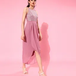 miss chase Women Asymmetric Purple Midi/Calf Length Dress image 2