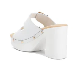 RAG & CO Open Toe Canvas Block Heels with Buckles image 2