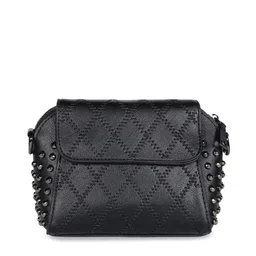 CRUSSET Black Textured Structured Sling Bag image 2