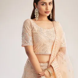 ALIZEH Embellished Beads and Stones Semi-Stitched Lehenga & Unstitched Blouse With Dupatta image 4