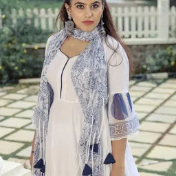 Ambraee Women White Ethnic Motifs Kurta with Churidar & With Dupatta image 2